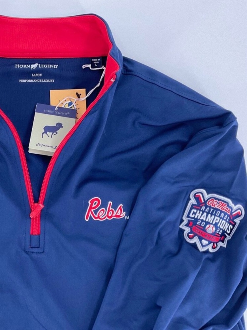 OLE MISS BASEBALL QUARTER-ZIP WITH EMBROIDERED CWS CHAMPIONSHIP EMBLEM! XL - NWT